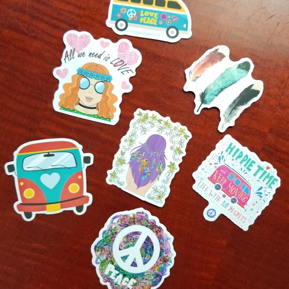 *Brand New!* 7 piece hippie sticker pack - Picture 1 of 8